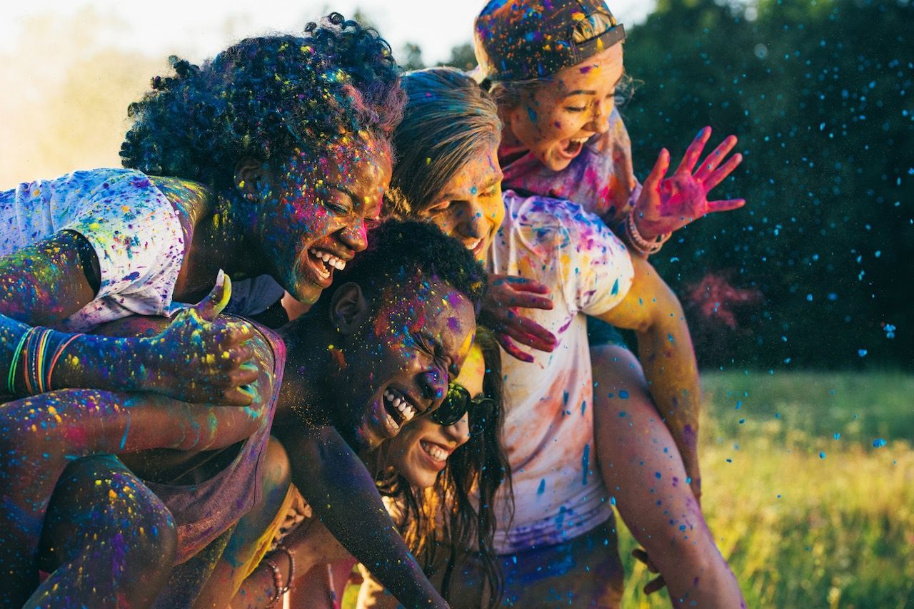 Group of friends at holi festival