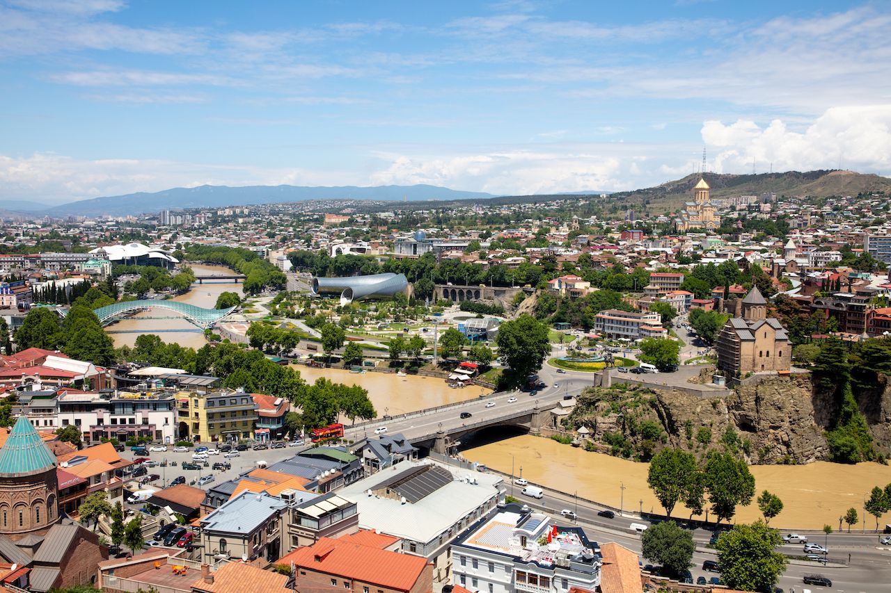 Historical center of Tbilisi, Georgia from a fortress