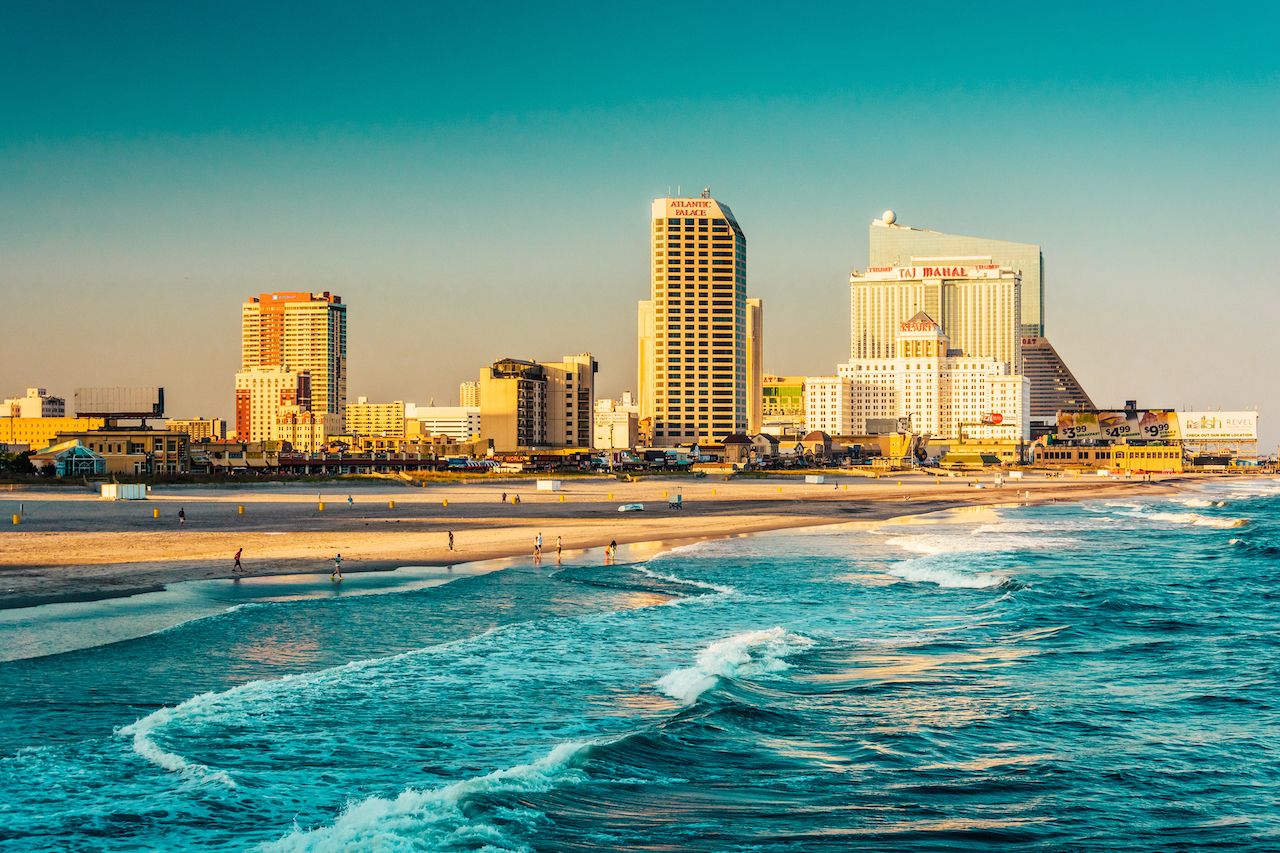 The skyline and Atlantic Ocean in Atlantic City, New Jersey one of the best girls trip ideas in the US