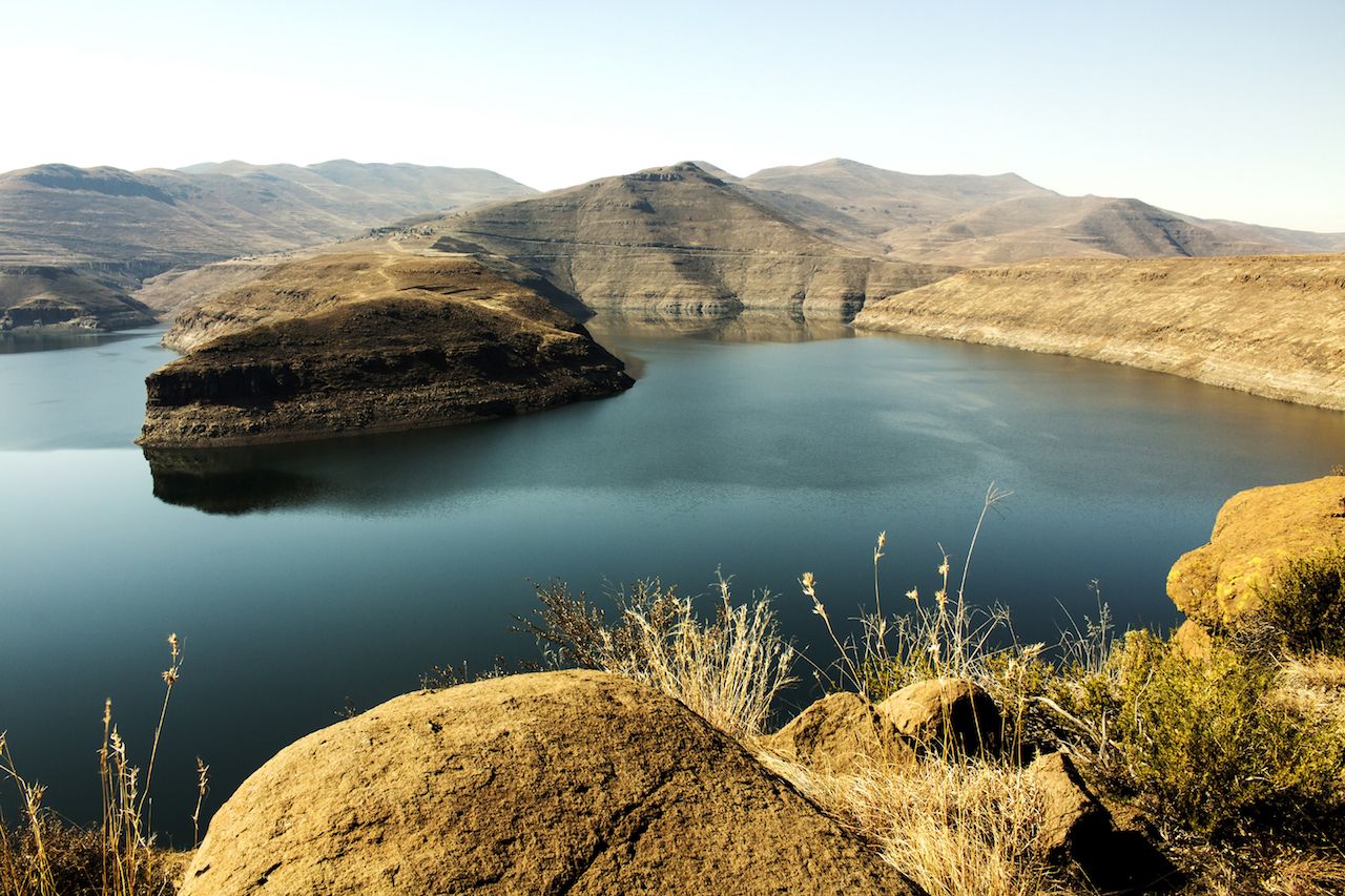 View of lakes and mountains in Drakensberg, Lesotho