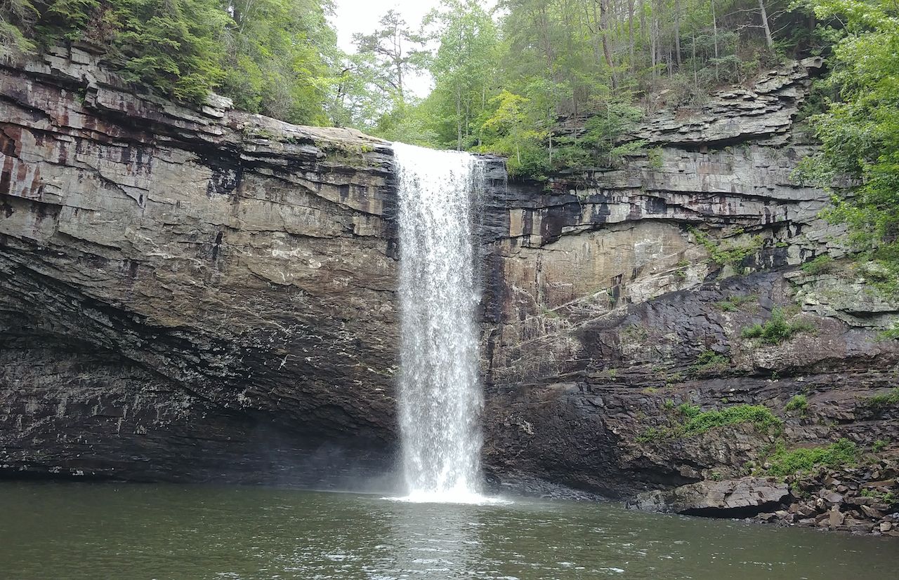 Waterfall view at Foster Falls in South Cumberland State Park, Tennessee