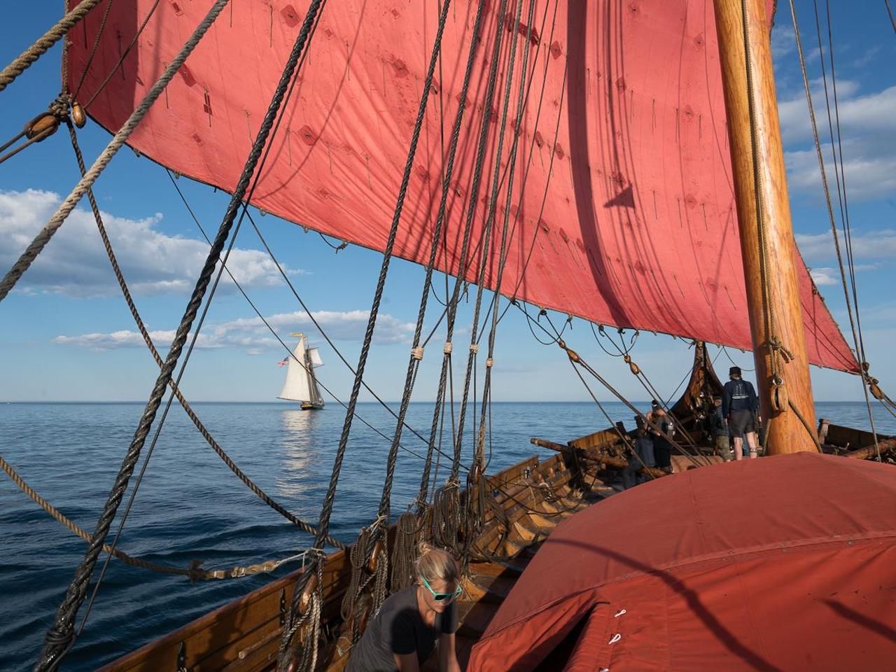 World's largest Viking ship at sea