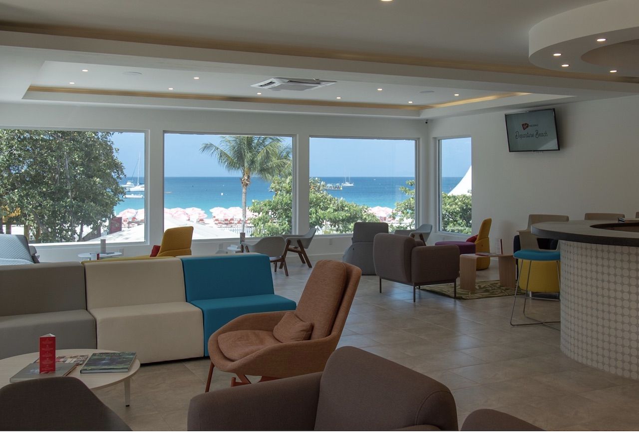 Inside Departure Beach lounge on the beach in Barbados