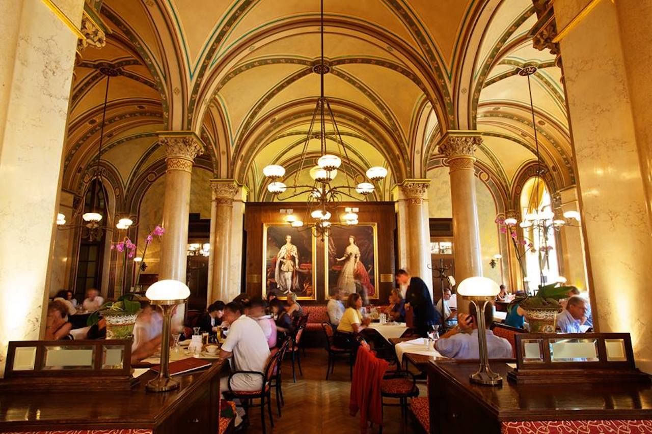 Grand domed interior of the Cafe Central Wien in Vienna