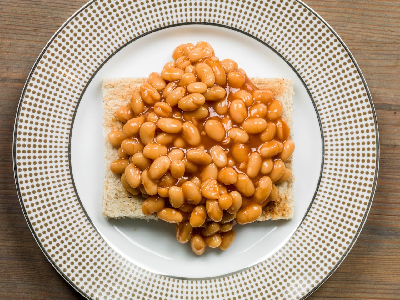 Cooked Breakfast or Snack of Baked Beans on Toast