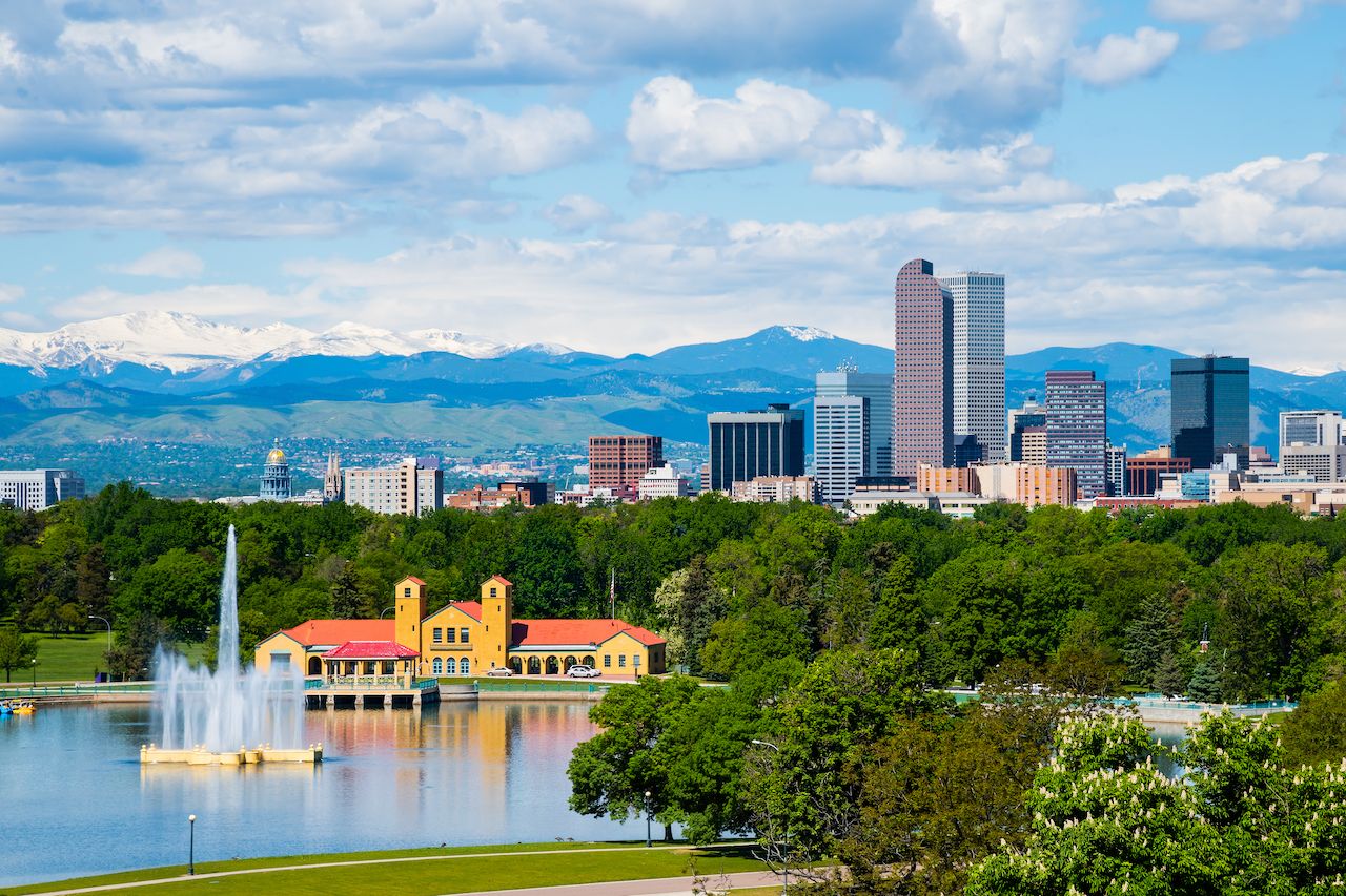 Denver Colorado downtown with city park