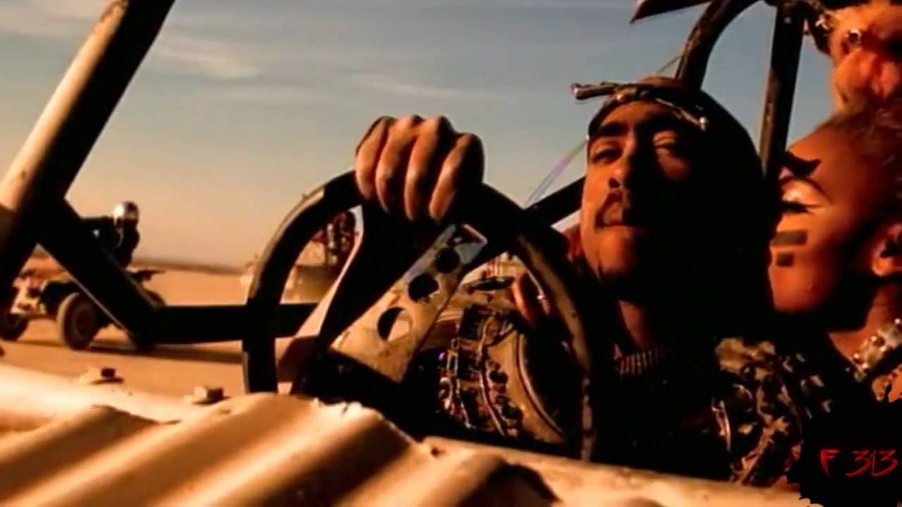 Screenshot of 2pac driving from California Love music video
