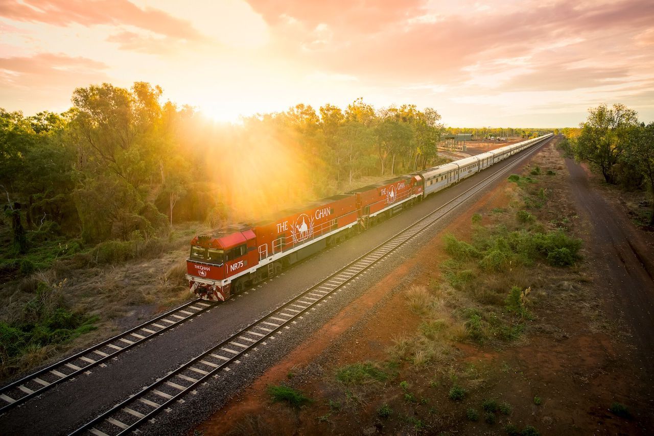 The Ghan from above in Australia