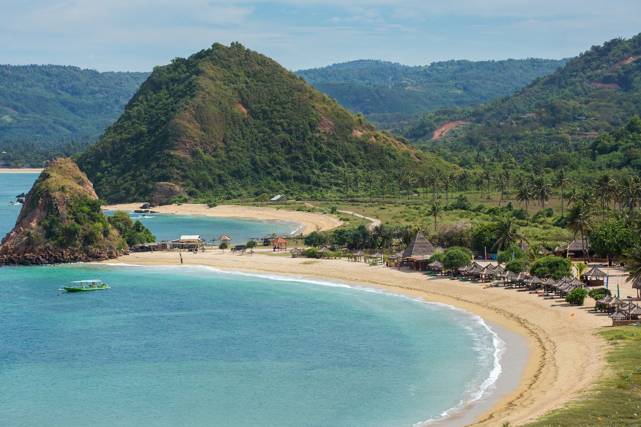 Tropical resort on Kuta beach sand, Lombok, Indonesia