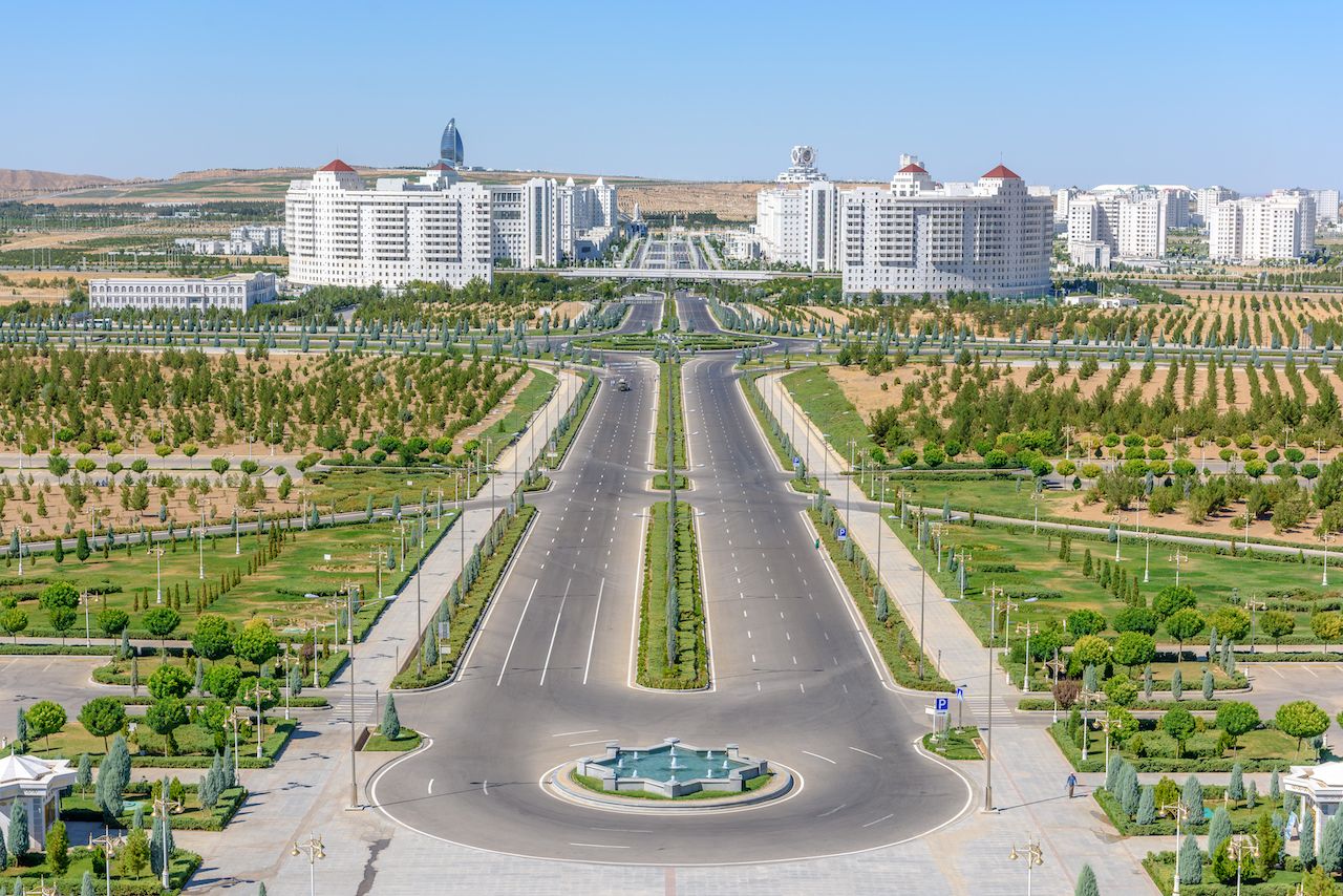Ashgabad, the capital city of Turkmenistan in Central Asia