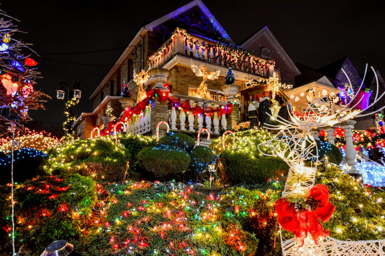 Christmas decoration of a house in Dykers Height, New York City