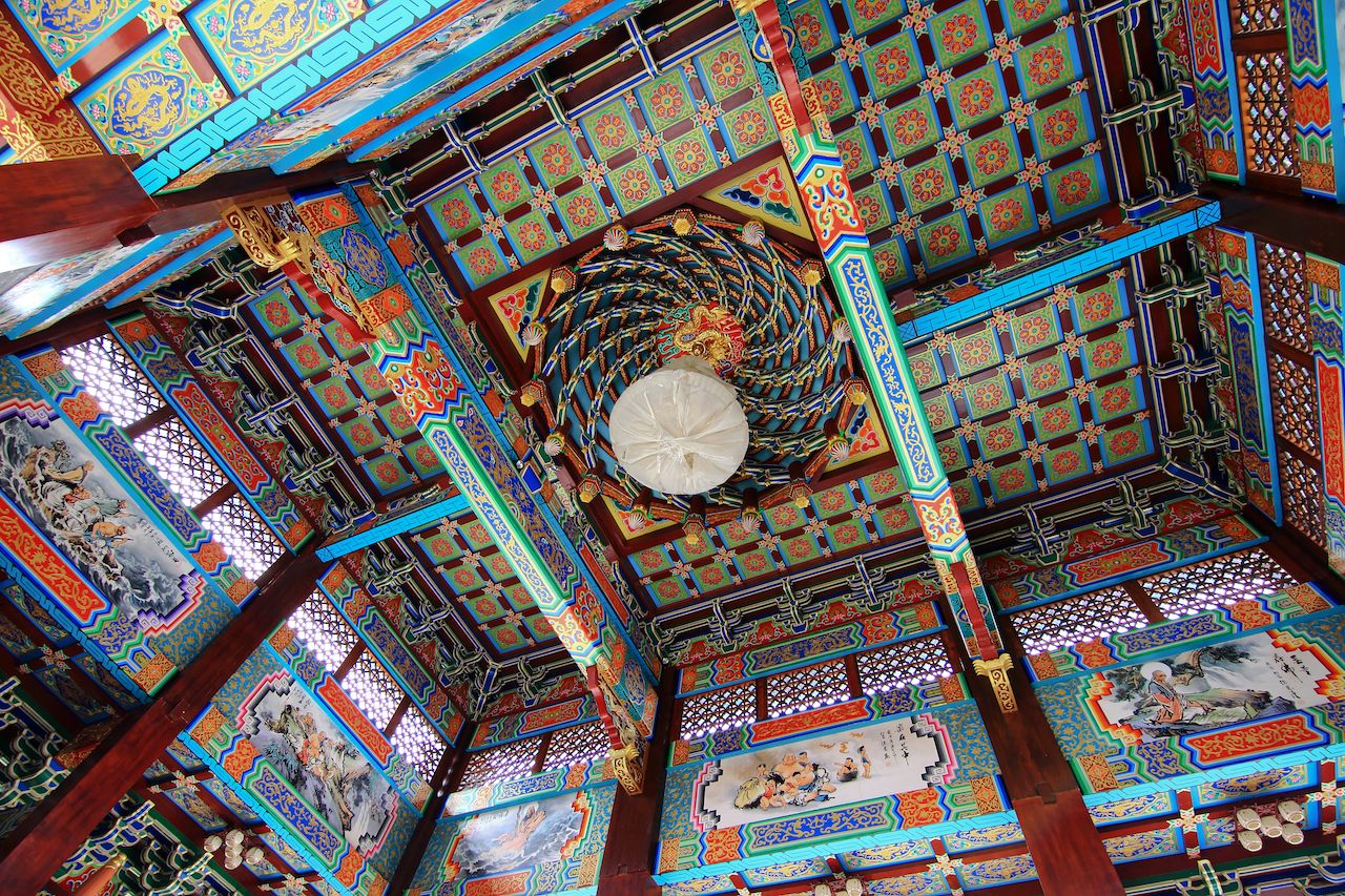 Temple hall at the top of the mural decoration at Temple of Heaven in China