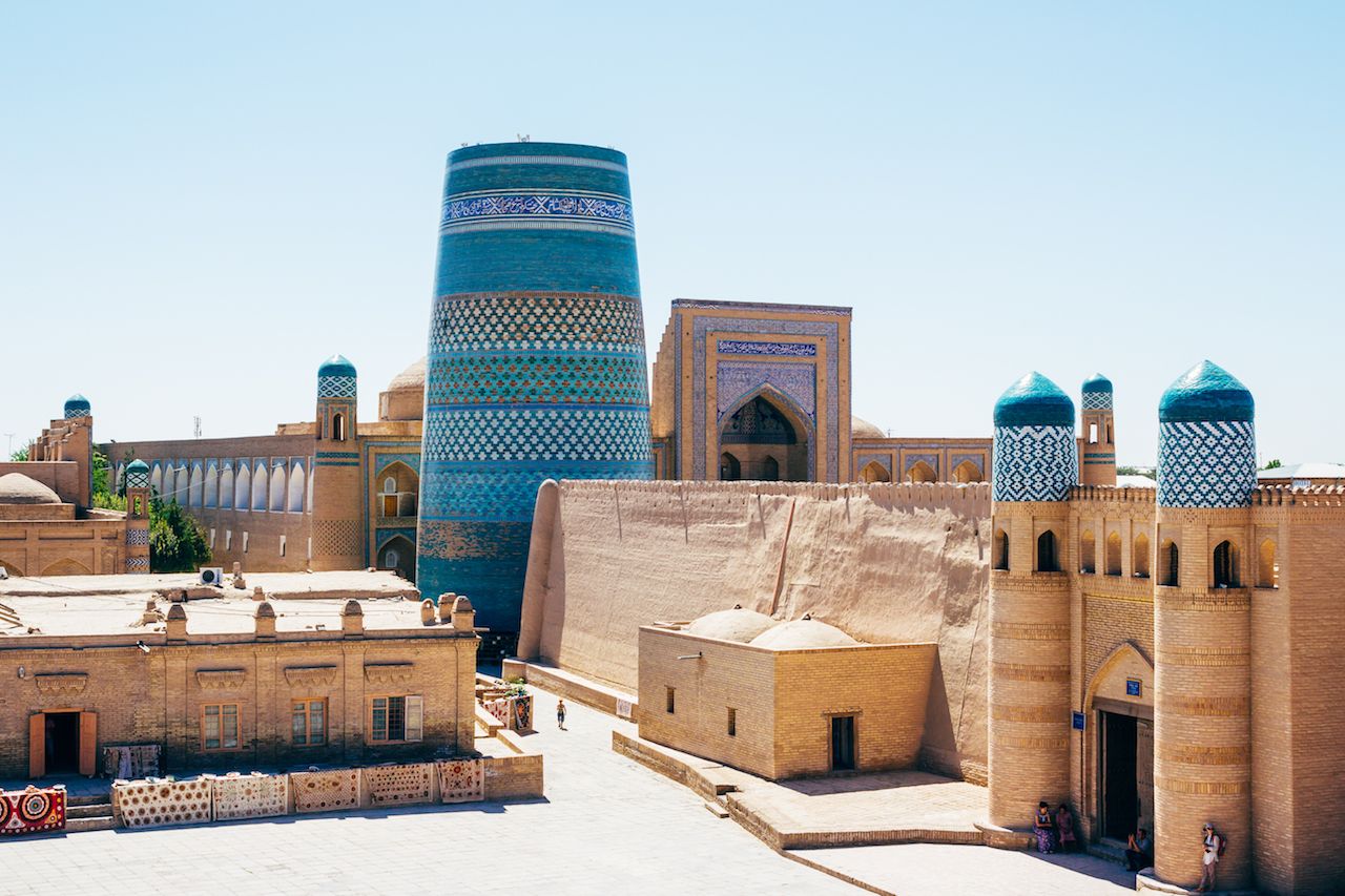 The architecture of Itchan Kala, the city of Khiva, Uzbekistan