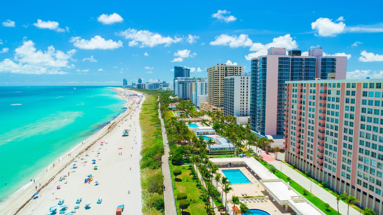 Aerial view of South Beach, Miami Beach, Florida