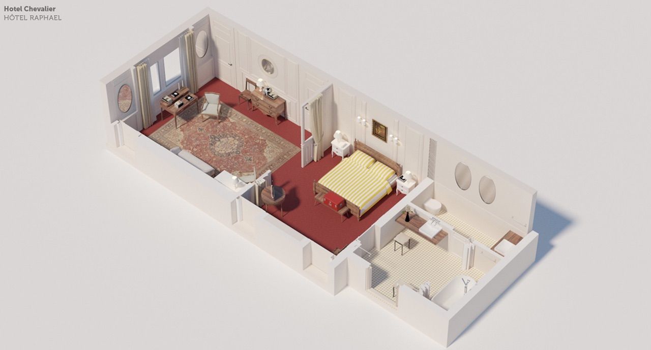 Darjeeling Limited hotel room floor plan