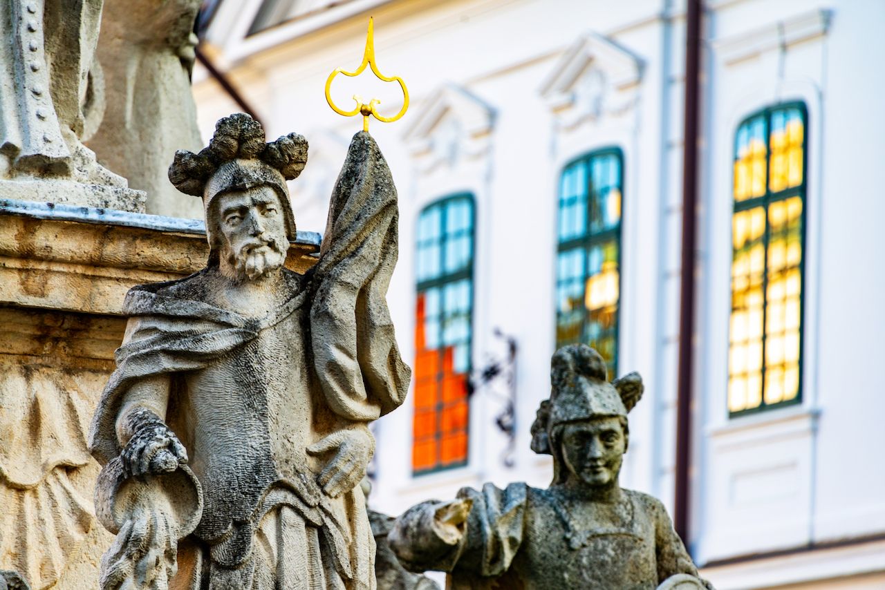 Fountain decoration statues in Veszprem, Hungary