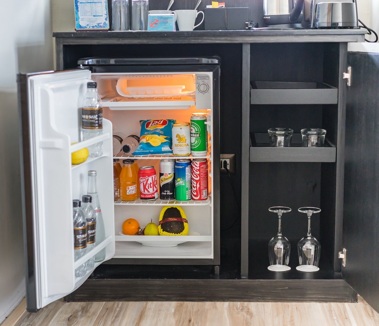 minibar with fridge