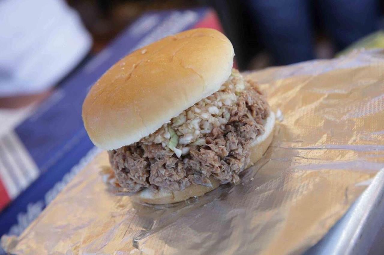 Juicy barbecue pulled pork sandwich from The Barbecue Festival in North Carolina