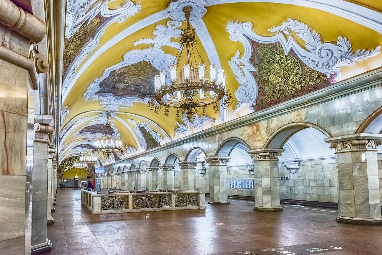 Komsomolskaya subway station in Moscow, Russia