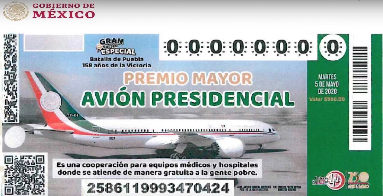 Raffle ticket for Mexican presidential aircraft