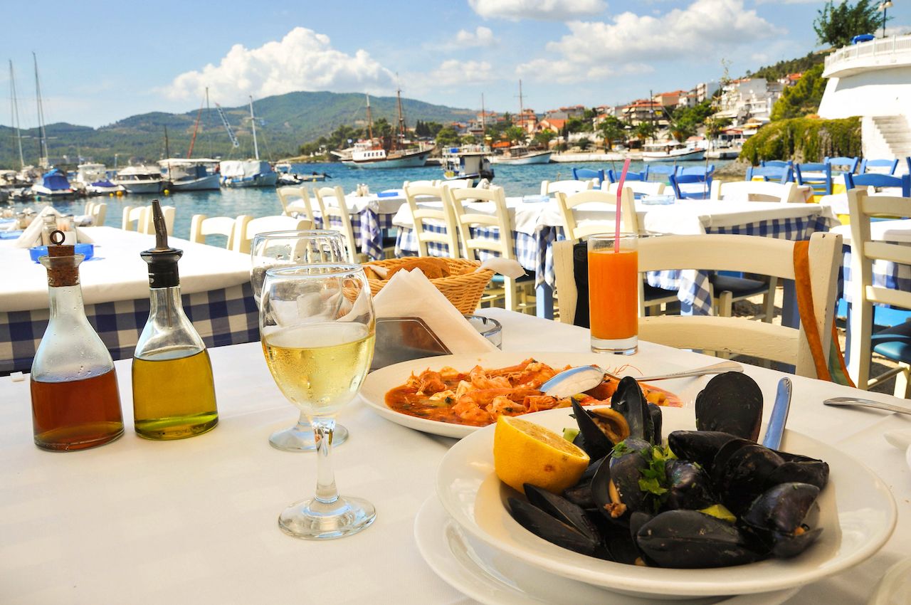 Seafood restaurant in Mediterranean sea resort