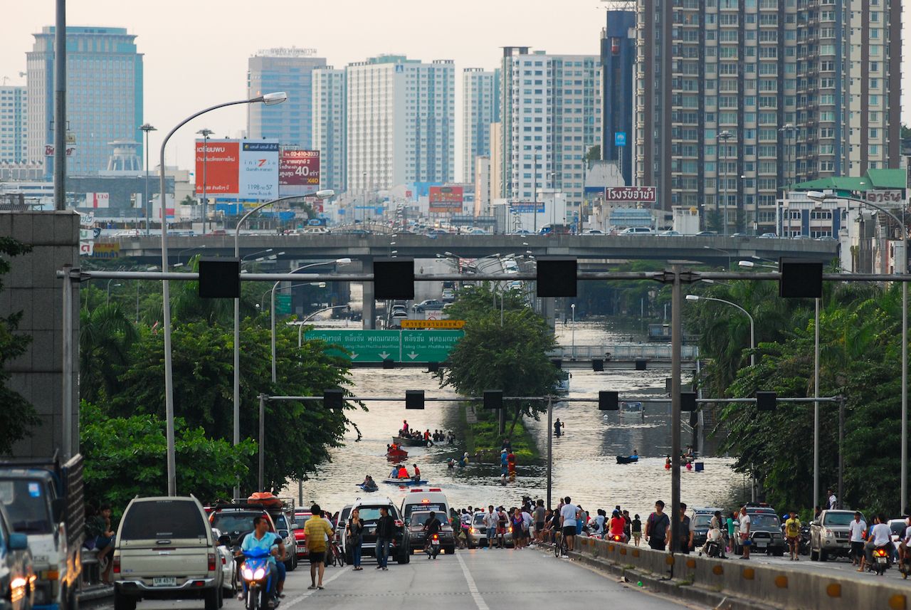 Streets of Bangkok flooded