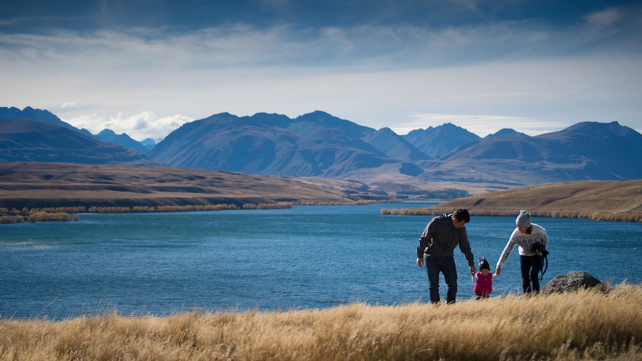 Family outdoors in New Zealand