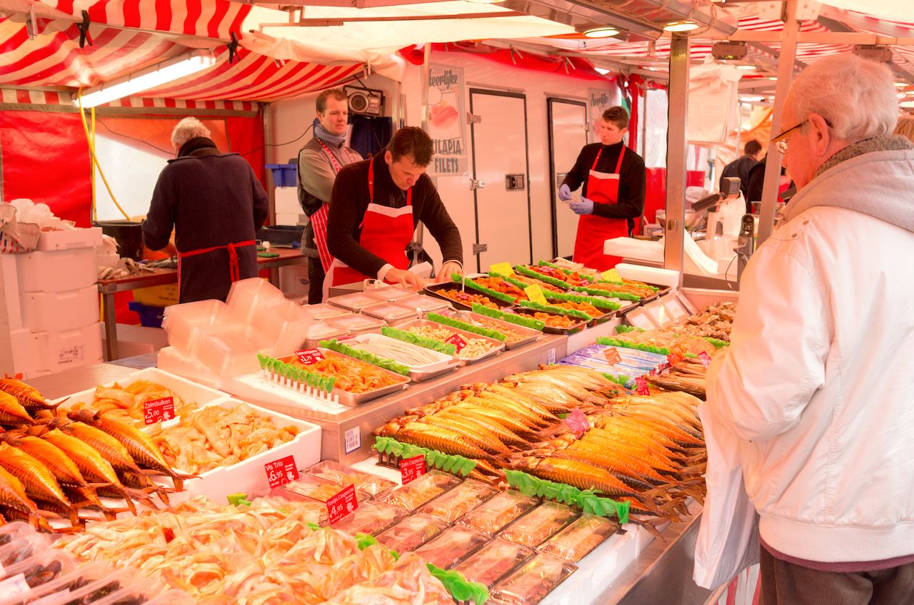 Fish stall at the Albert Cuyp market in Amsterdam