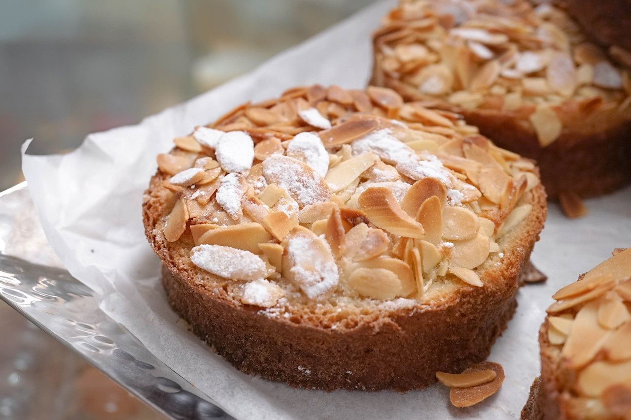 French pastry almond toast called bostock