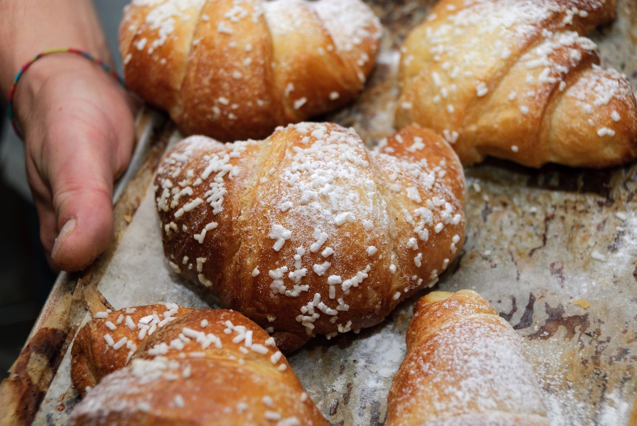 Italian hot croissants for straight breakfast from the oven