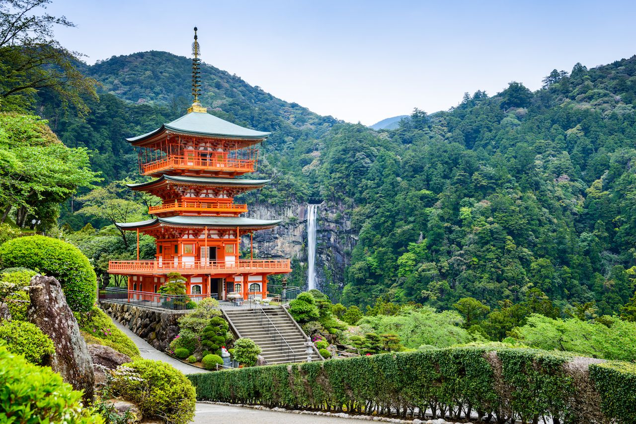 Pagoda of Seigantoji and Nachi no Taki waterfall in Japan