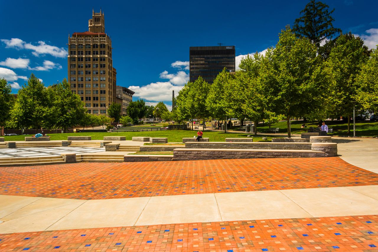 Square Park Pack and Highrises in Asheville, North Carolina