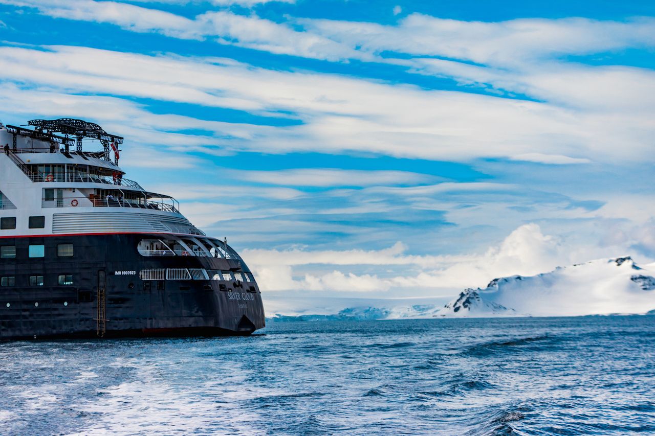 cruise ship in antarctic waters