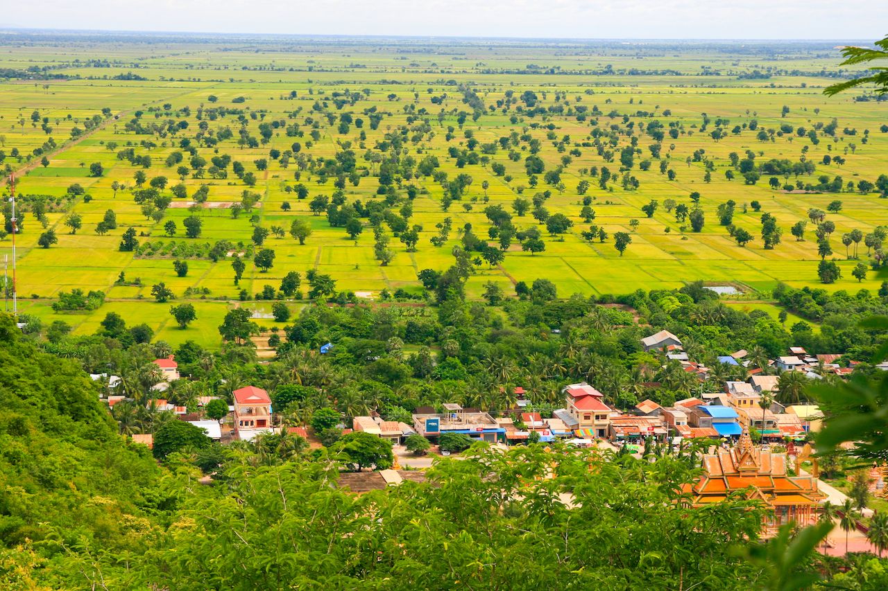 houses in the Phonm Sampeau mountains in Battambang, Cambodia