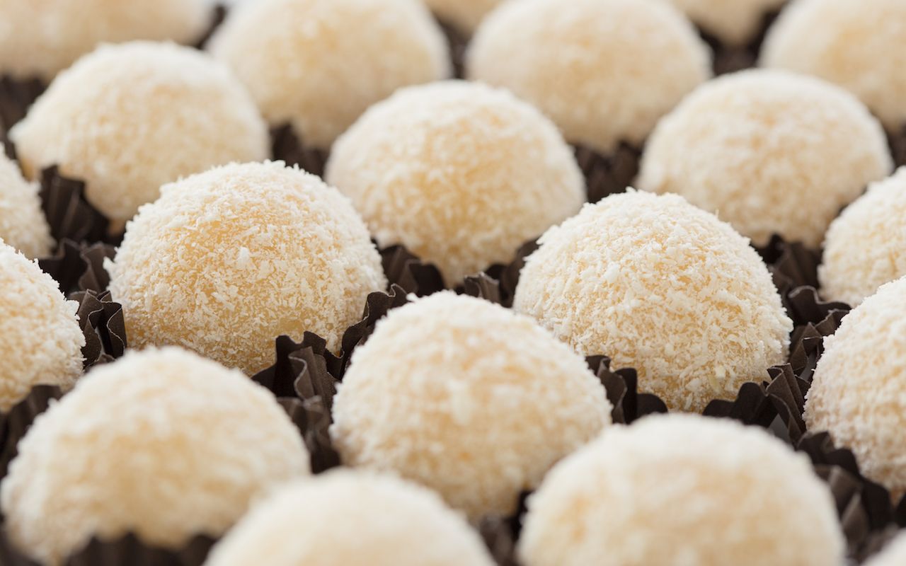 traditional Brazilian dessert balls covered in coconut