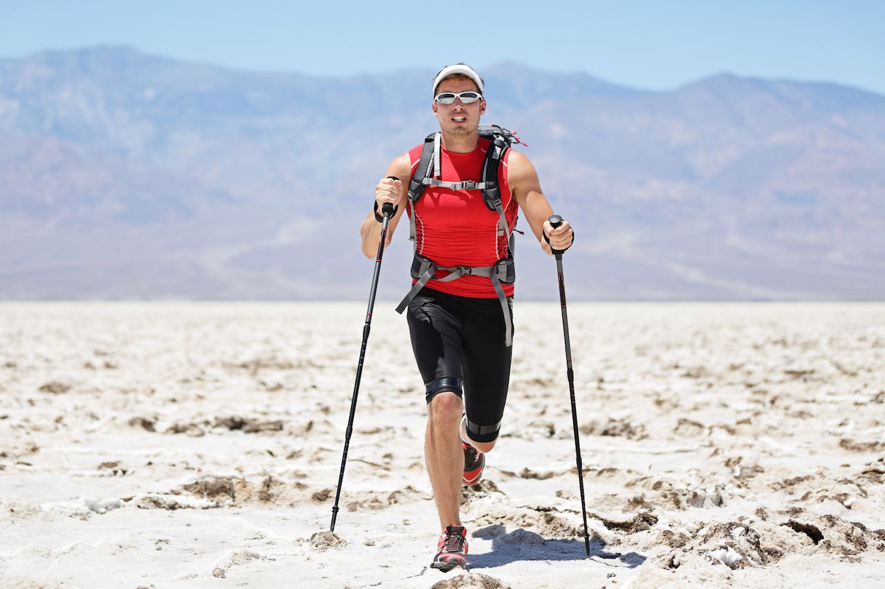 train runner in Death Valley with gear