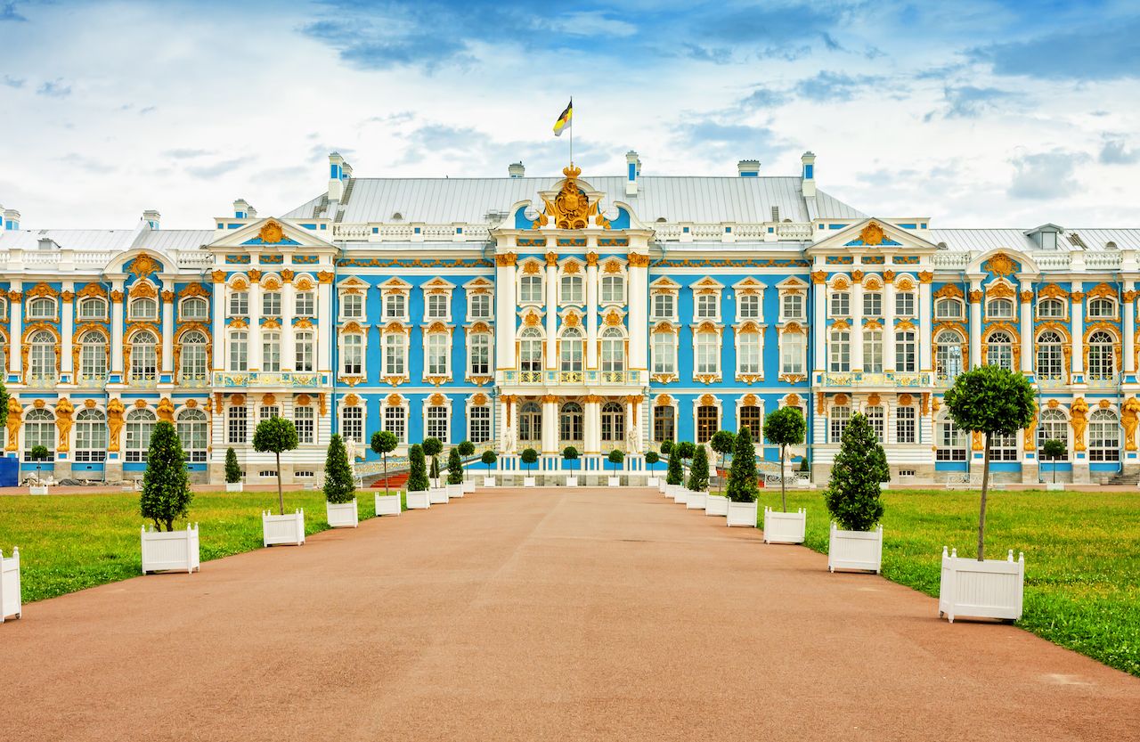 Catherine Palace, located in the town of Tsarskoye Selo (Pushkin), St. Petersburg, Russia