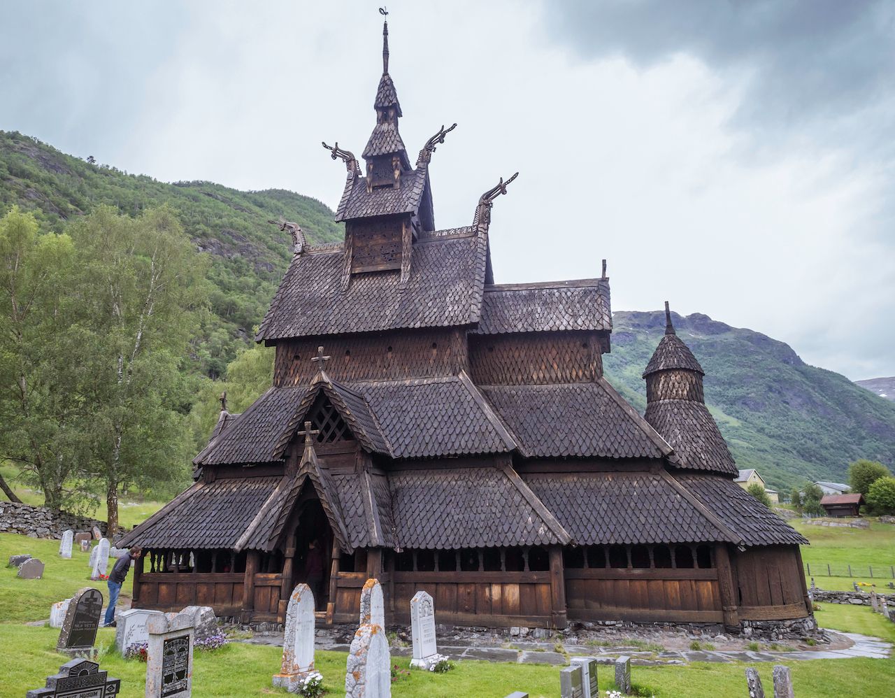 Graveyard Cemetery at Kaupanger Stavkirke, Norway