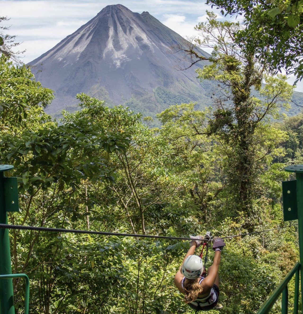 Person zip lining in costa rica
