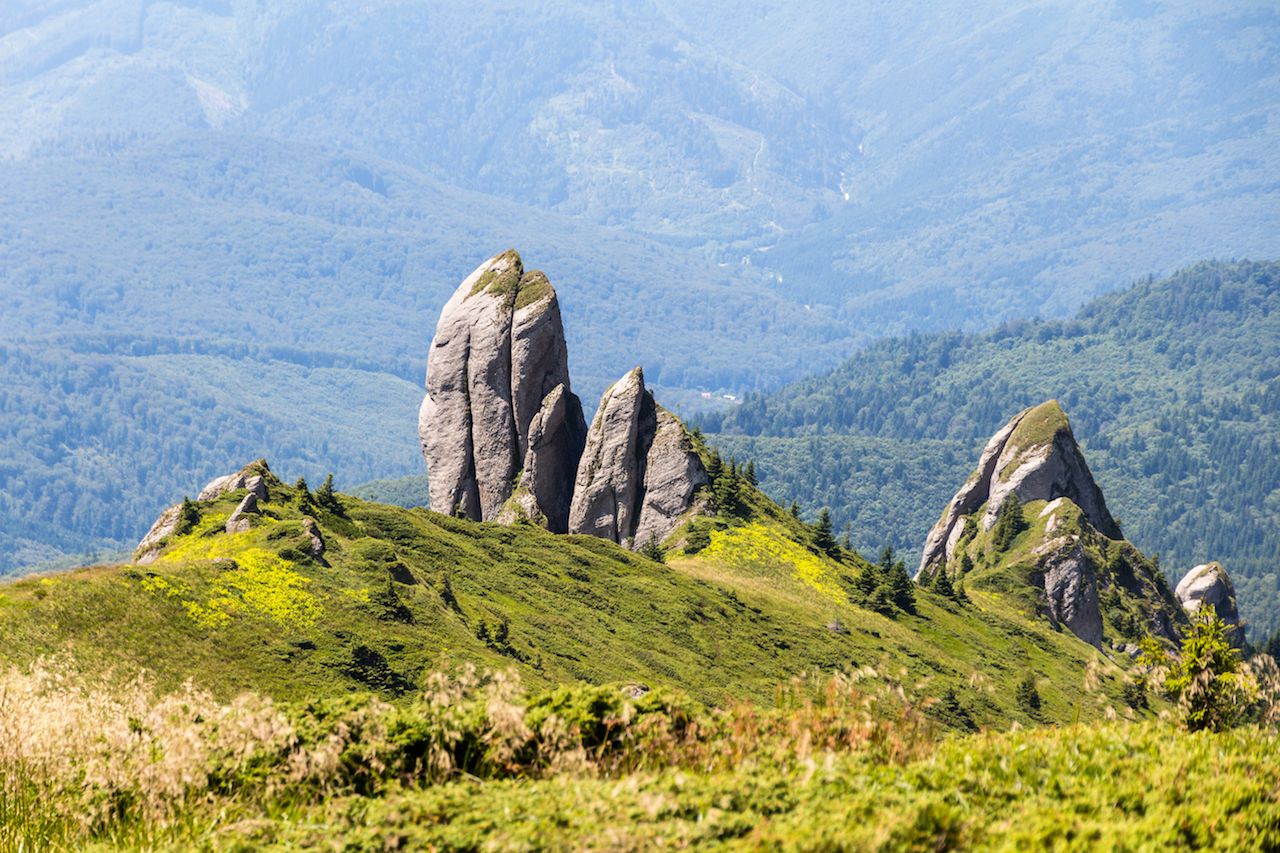 Pointy rock formation in Ciucas
