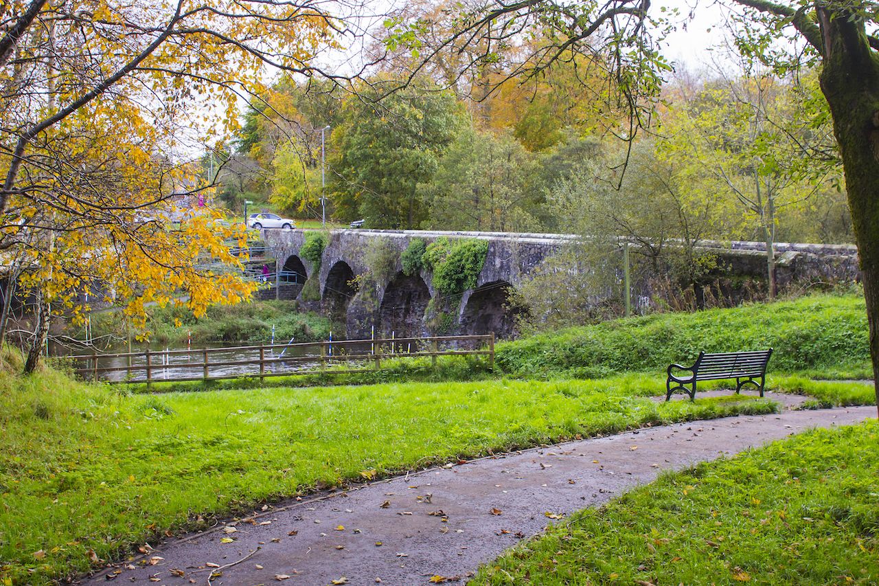 The ancient stone built Shaw's Bridge over the River Lagan