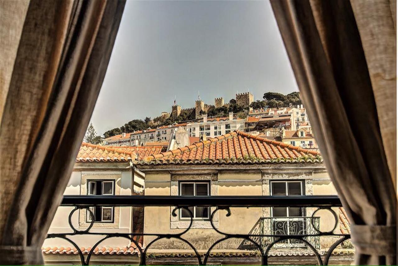 View of the castle from a Lisbon hostel