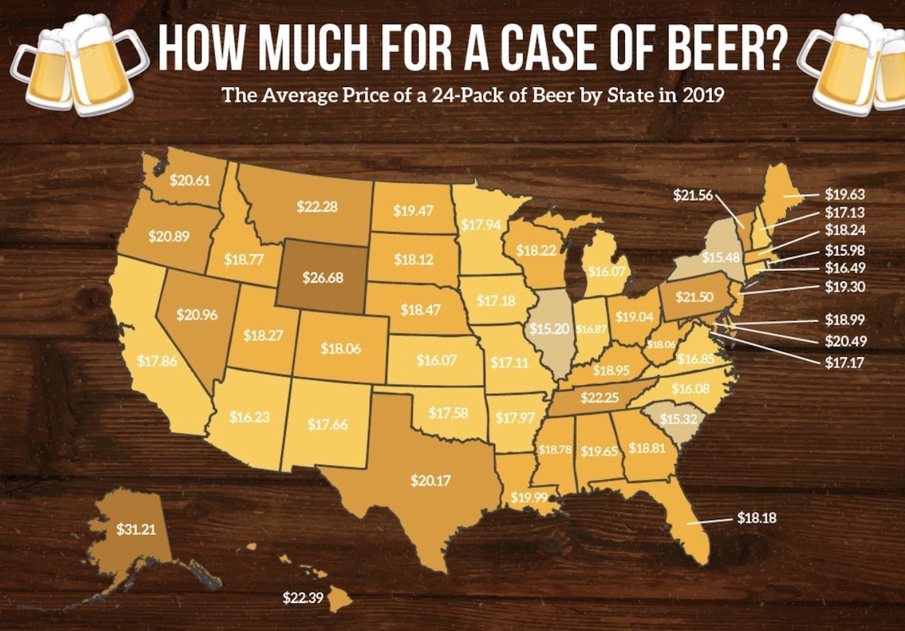 map of 24-pack cost per state