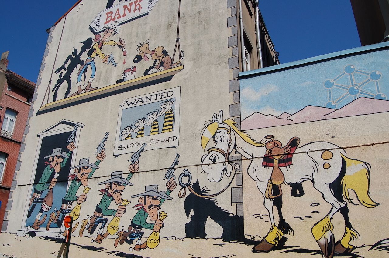 Lucky Luke mural in Brussels