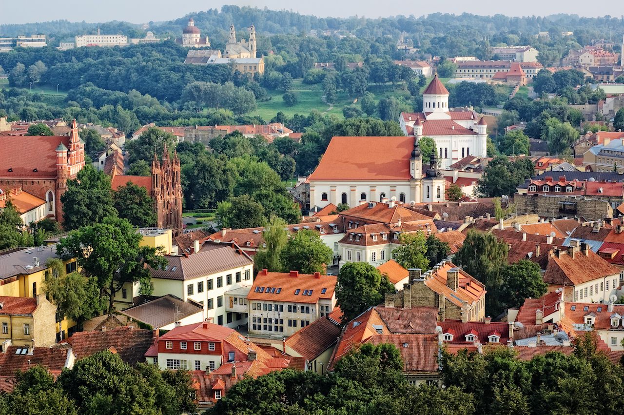 Bird's eye view of Vilnius old town