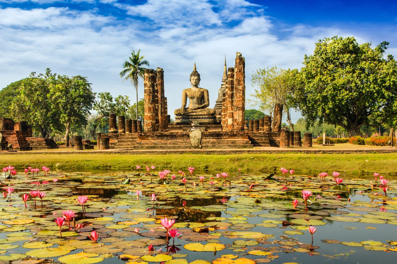Buddha Statue at Wat Mahathat in Sukhothai Historical Park, Thailand