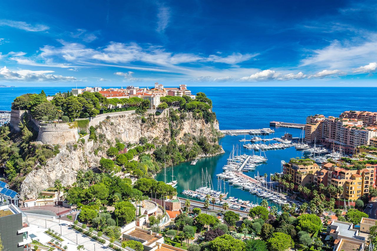 Panoramic view of Prince's Palace in Monte Carlo in a summer day, Monaco