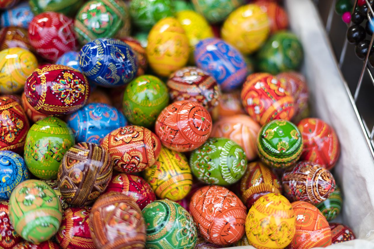 Traditional wooden decorative eggs