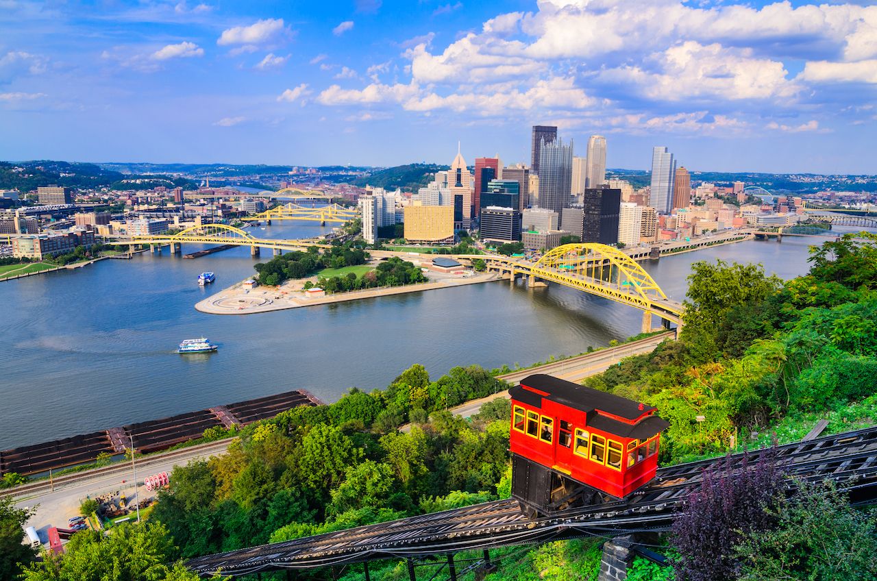 Pittsburgh, Pennsylvania, USA downtown skyline and incline.
