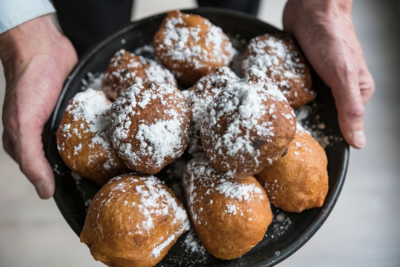 traditional oliebollen, oil dumpling or fritter, for New Year's Eve